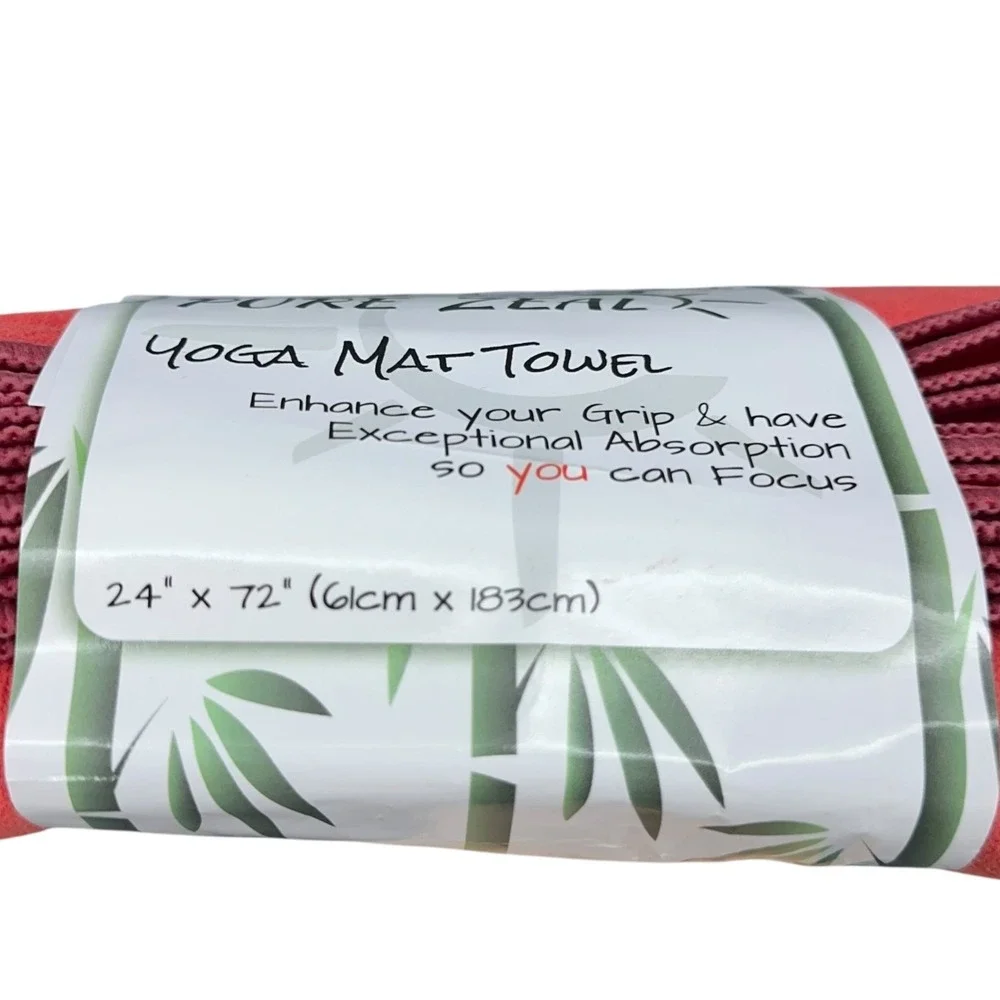 Pure Zeal Yoga Mat Towel & Hand Towel Set Coral Exercise Quick Dry‎ Eco Friendly